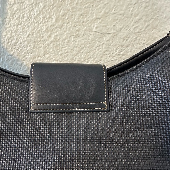 Maxx New York Black Genuine Leather Trim Shoulder Purse Bag - Picture 6 of 9